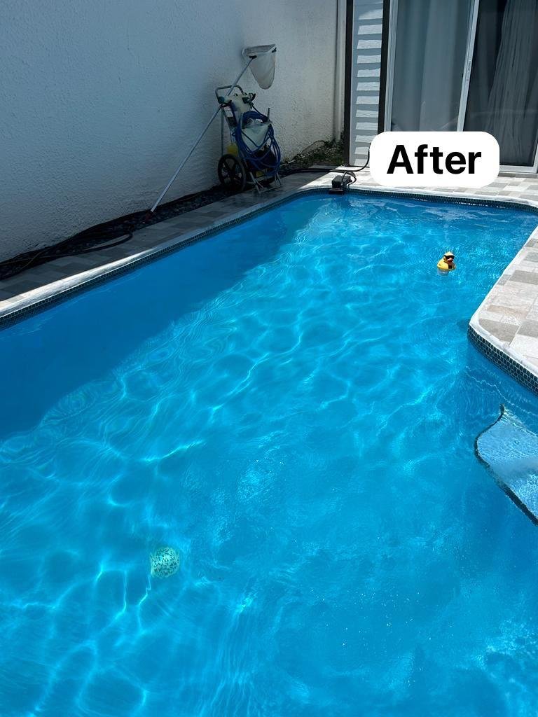 L-shaped pool after service